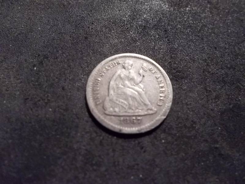 lot 168 image: 1867 S Half Dime Seated Liberty