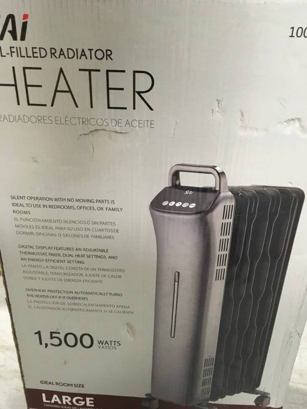 SAI 1,500-Watt Digital Eco-Fin Oil-Filled Radiator with 7-Fins  open box in like new condition
