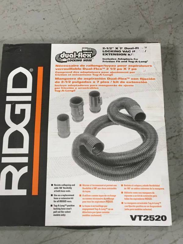 RIDGID 2-12 in. x 7 ft. Tug-A-Long Vacuum Hose for RIDGID WetDry Vacs open box in like new condition