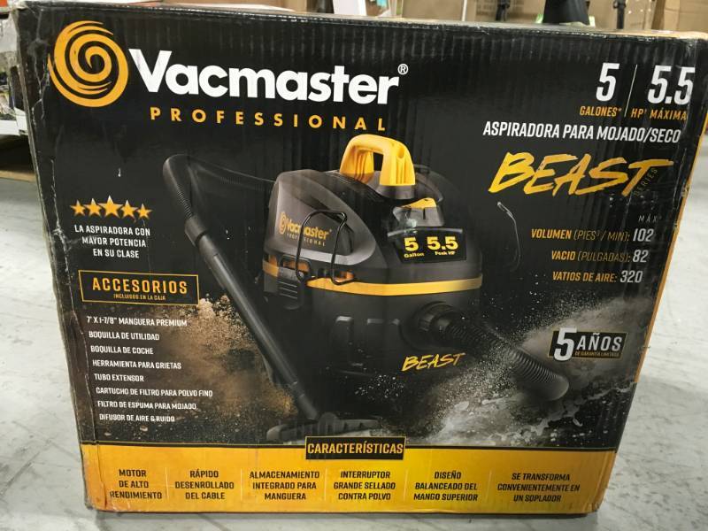 Vacmaster Beast Professional Series 5 Gal. 5.5 Peak HP Jobsite WetDry Vacuum  open box in like new condition