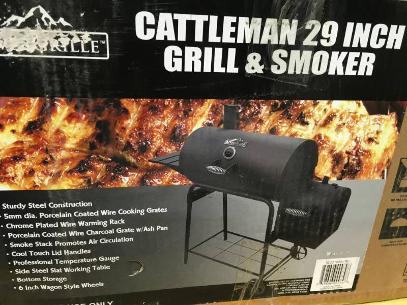 RiverGrille Cattleman 29 in. Charcoal Grill and Smoker  open box in like new condition