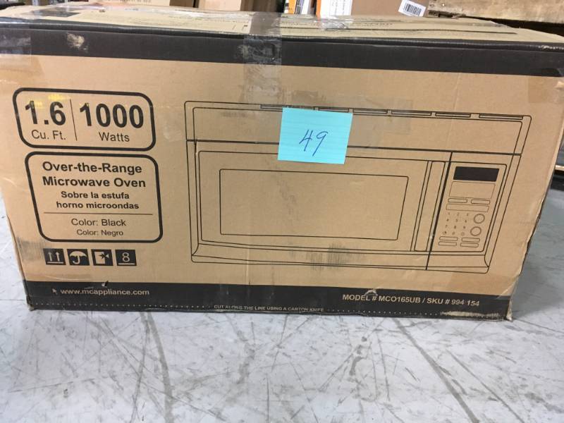 Magic Chef 1.6 cu. ft. Over the Range Microwave in Black  open box in like new condition