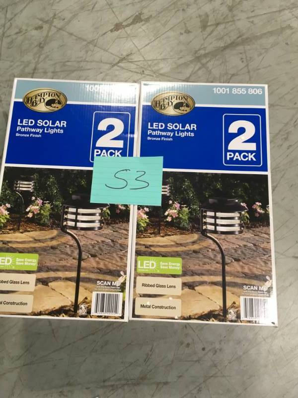 Hampton Bay Solar Bronze Outdoor Integrated LED New Age Pagoda Landscape Path Light (2-Pack) LOT OF 2 new