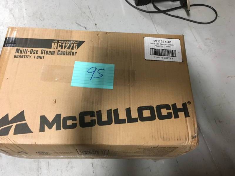 McCulloch MC1275BB Multi Use Steam Canister  open box in like new condition