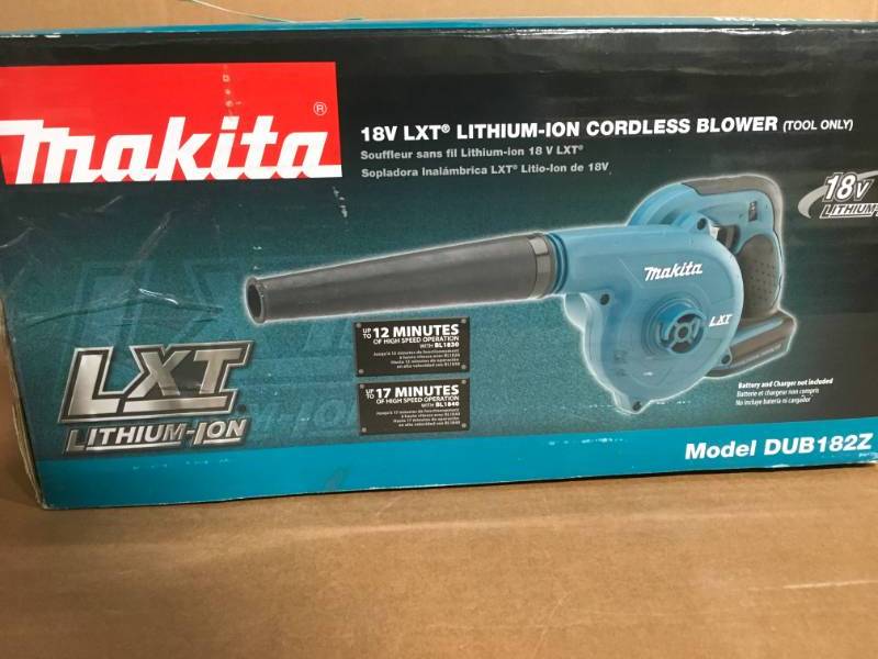 lot 8 image: Makita 179 MPH 91 CFM 18-Volt LXT Lithium-Ion Cordless Blower (Tool-Only) open box in like new condition