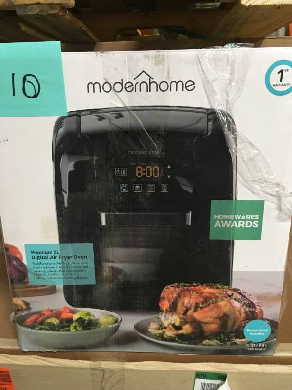 lot 10 image: modernhome Premium XL Digital Air Fryer Oven (10 Qt.1600-Watt) open box in like new condition