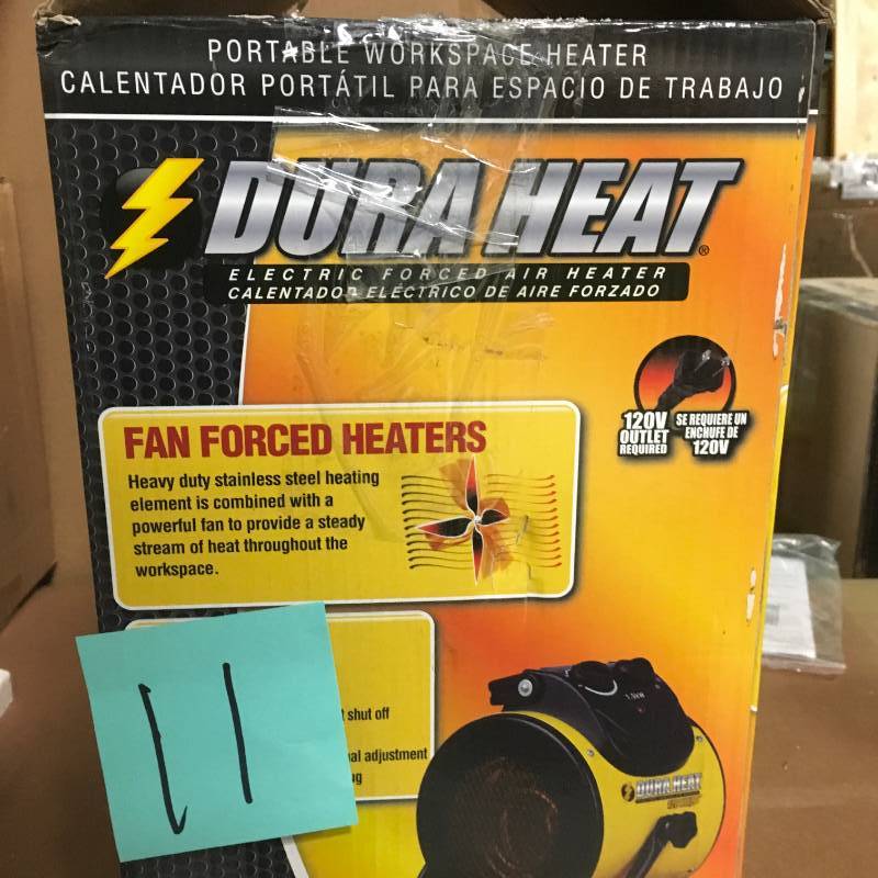 lot 11 image: DuraHeat 1,500-Watt 120-Volt Electric Forced Air Heater open box in like new condition