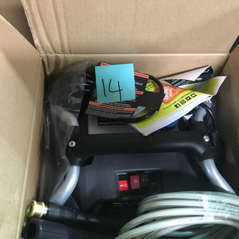 lot 14 image: Ryobi 1,800 psi 1.2 GPM Electric Pressure Washer open box in like new condition