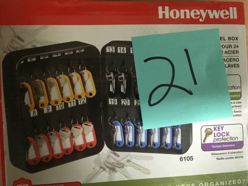 lot 21 image: Honeywell 24 Key Steel Security Box open box in like new condition
