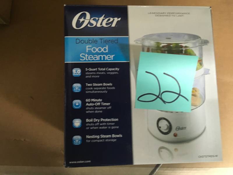 lot 22 image: Oster 5 Qt. Food Steamer open box in like new condition