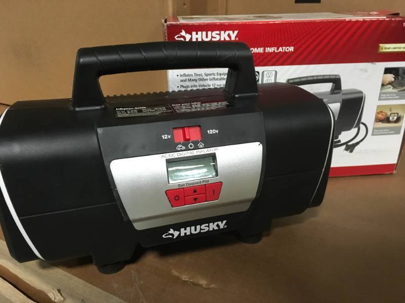 lot 25 image: Husky 12120 Volt Auto and Home Inflator open box in like new condition