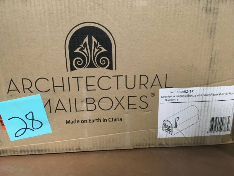 lot 28 image: Architectural Mailboxes Sequoia Rubbed Bronze Heavy-Duty Post Mount Mailbox open box in like new condition