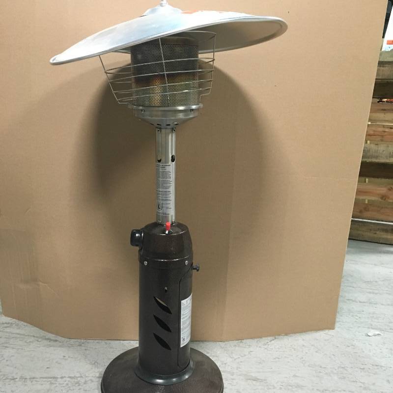 lot 30 image: Hampton Bay 11,000 BTU Powder Coated Bronze Tabletop Propane Patio Heater open box in like new condition