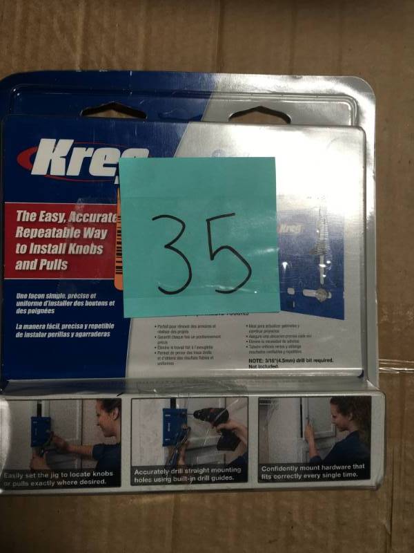 lot 35 image: Kreg Cabinet Hardware Jig open box in like new condition