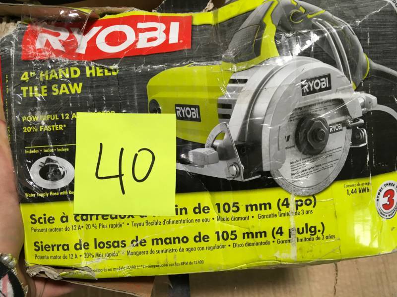 lot 40 image: Ryobi 4 in. Tile Saw in good working condition
