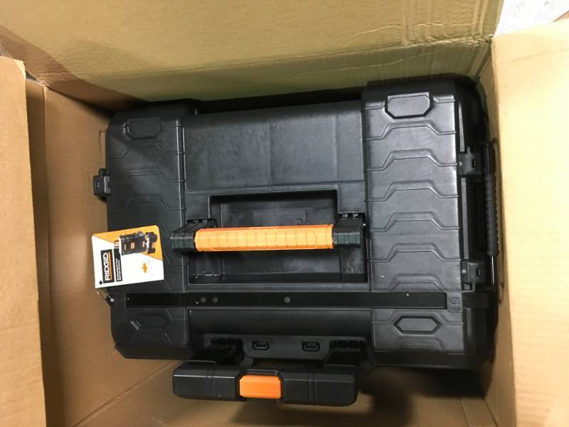 lot 42 image: RIDGID 22 in. Pro Gear Cart Tool Box in Black open box in like new condition