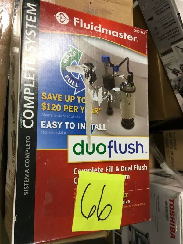 lot 66 image: luidmaster Duo Flush System Toilet Converter open box in like new condition