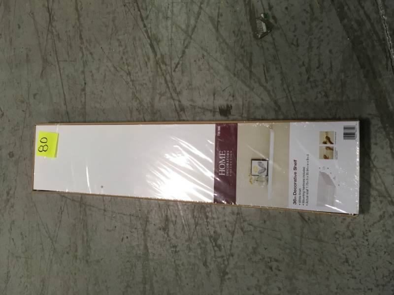 lot 80 image: Home Decorators Collection 36 in. L x 8 in. W Profile White Shelf not used