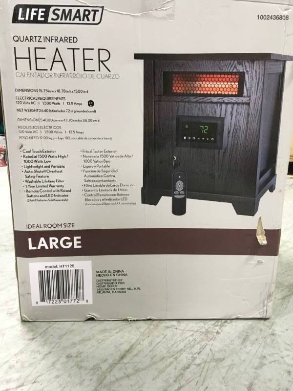 lot 85 image: Lifesmart 1500-Watt 6 Element Wood Infrared Portable Heater not used