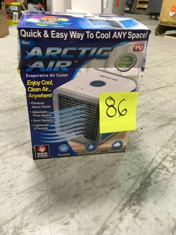 lot 86 image: ARCTIC AIR Compact 440 CFM 3-Speed Portable Evaporative Cooler for 45 sq. ft. open box in like new condition