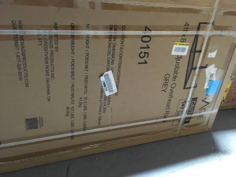 NewAge Products Performance 96 in. L x 48 in. W x 42 in. H Adjustable VersaRac Ceiling Storage Rack in Gray open box in like new condition