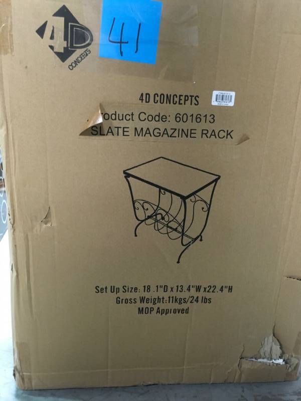 4D Concepts Slate Magazine End Table open box in like new condition