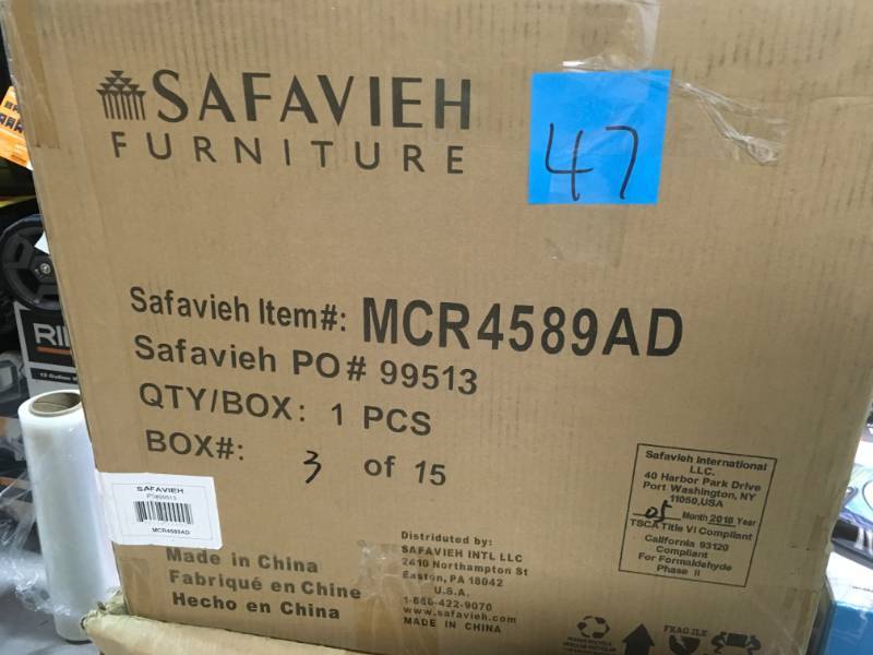 Safavieh Palmer Gray Velvet Ottoman not used