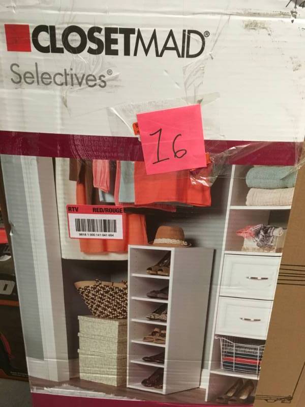 lot 16 image: ClosetMaid Selectives 41-12 in. White Stackable 7-Shelf Organizer not used