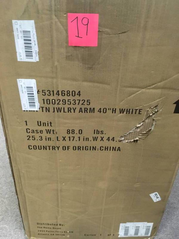 lot 19 image: Home Decorators Collection Hampton Harbor White Jewelry Armoire not used