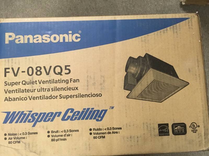 lot 21 image: Panasonic WhisperCeiling 80 CFM Ceiling Exhaust Bath Fan, ENERGY STAR open box in like new condition