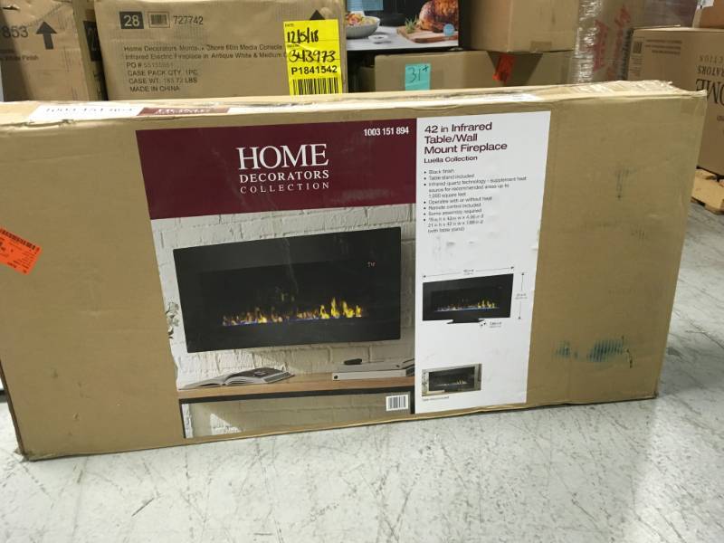 lot 33 image: Home Decorators Collection 42 in. Infrared Wall Mount Electric Fireplace open box in like new condition