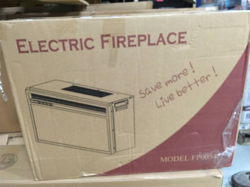 lot 35 image: AKDY Black Electric Firebox Fireplace Heater Insert Remote Control open box in like new condition