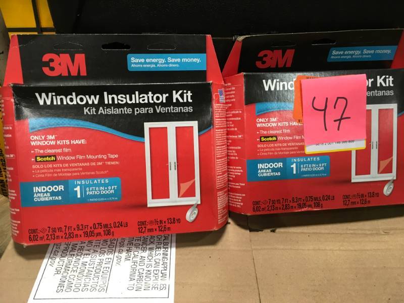 lot 47 image: 3M 84 in. x 112 in. Indoor Patio Door Window Insulator Kit LOT OF 2 not used
