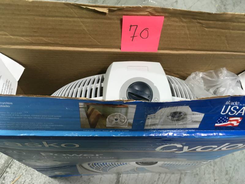 lot 70 image: Lasko 1,500-Watt Low Profile Silent Room Heater with Digital Display, White open box in like new condition