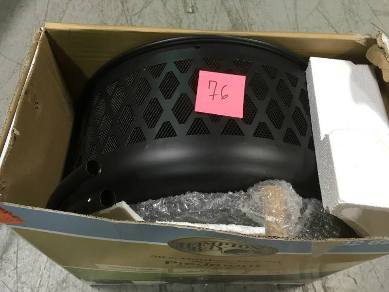 lot 76 image: Hampton Bay Piedmont 30 in. Steel Fire Pit in Black with Poker open box in like new condition