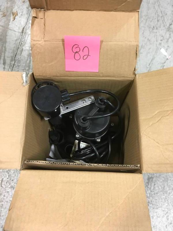 lot 82 image: Everbilt 13 HP Submersible Sump Pump with Vertical open box in like new condition