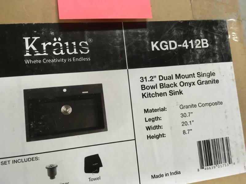 lot 88 image: KRAUS All-in-One Drop-InUndermount Granite Composite 31 in. Single Bowl Kitchen Sink with Faucet in Stainless Steel and Black
