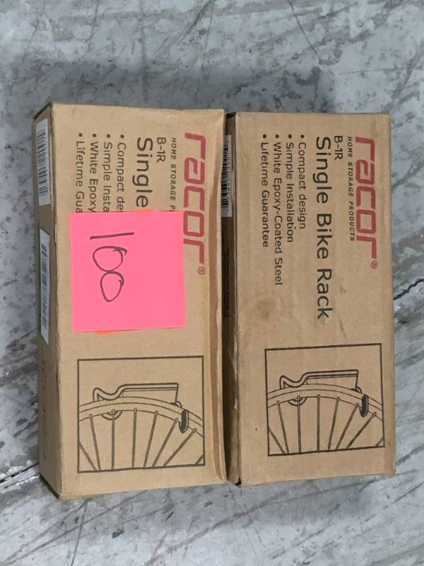lot 100 image: Racor Single Bike Rack B-1R LOT OF 2 open box in like new condition