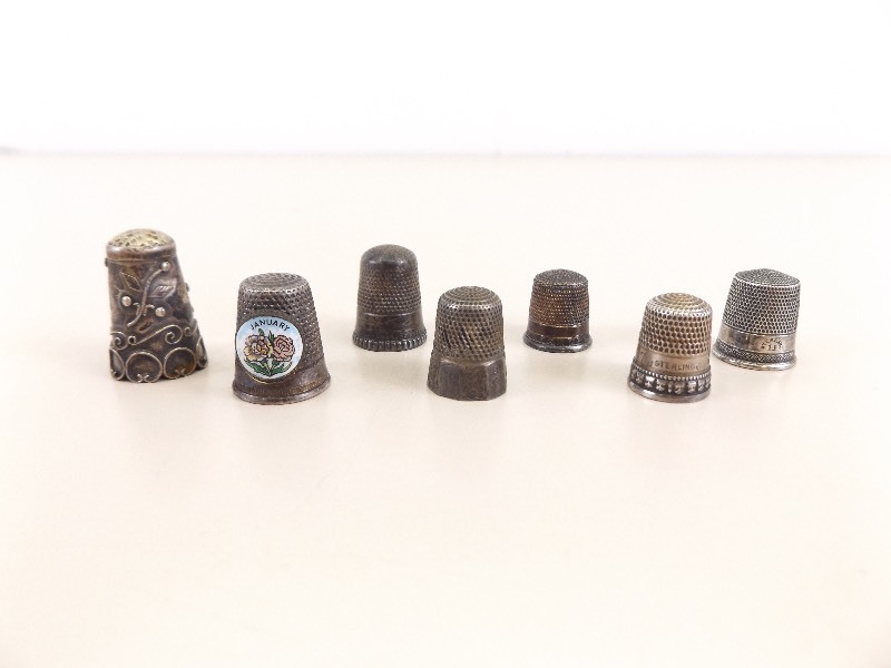 Lot of 7 Vintage .925 Sterling Silver Thimbles