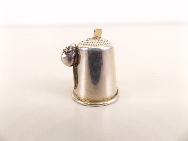 10k Yellow Gold and .925 Sterling Silver Mouse and Cheese Thimble