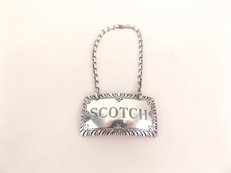 .925 Sterling Silver Williamsburg By Kirk Stieff Scotch Decanter Label