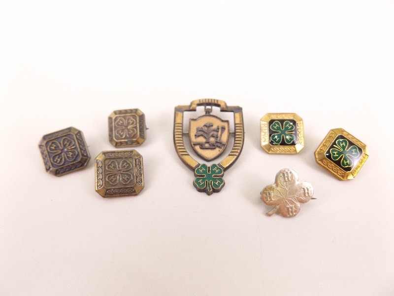 Lot of 7 Vintage Enamel etc. 4-H Pins