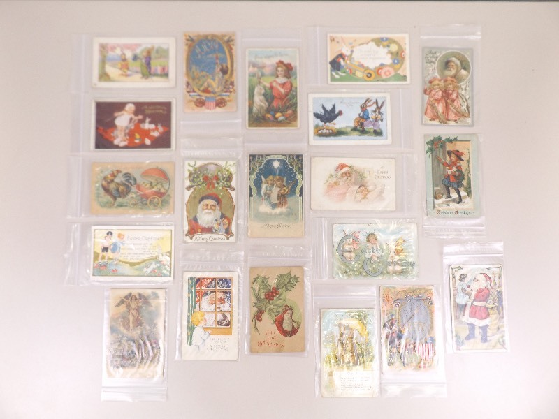 Lot of 20 Antique and Vintage Christmas, Easter, etc. Holiday Postcards