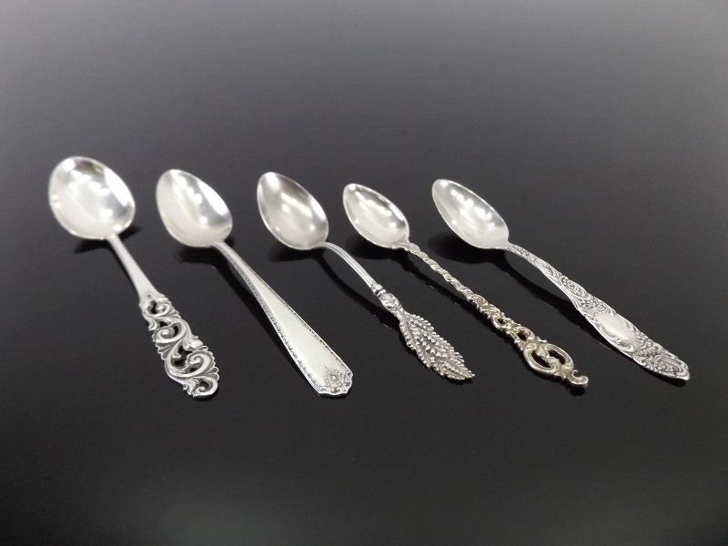 5 Demitasse Sterling Silver Spoons
