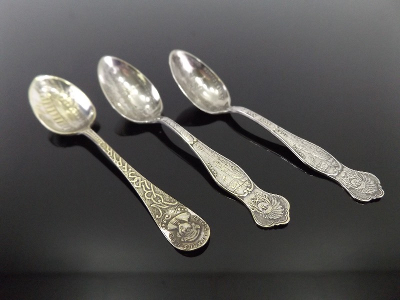 1 - 1892 and 2 - 1901 Worlds Fair Silver Souvenir Spoons