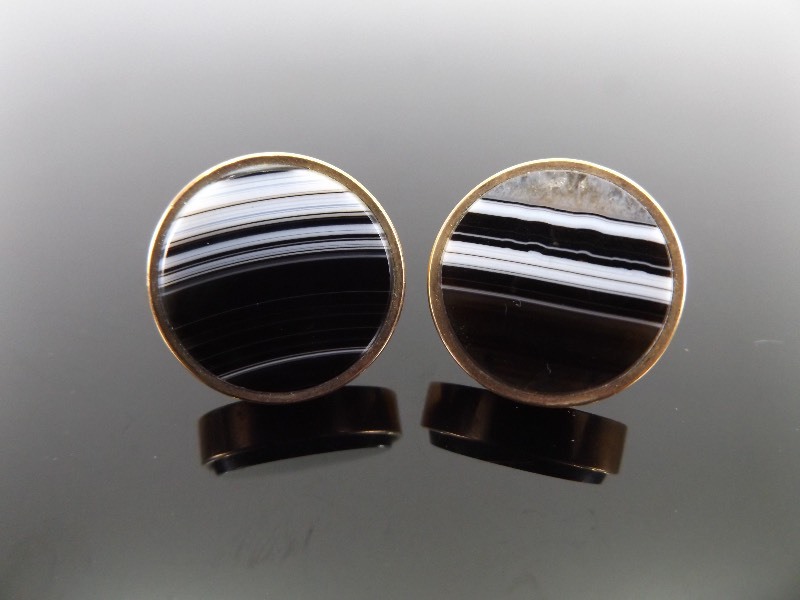 Antique Patented Dec 22, 1880 Gold and Agate Stone Cufflinks