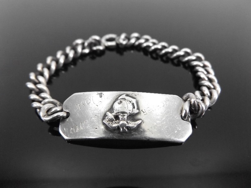 Vintage .925 Sterling Silver U.S. Marines 8 ID Bracelet