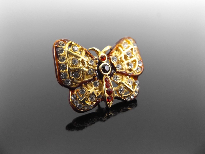 Vintage Jay Strongwater Rhinestone Butterfly PinBrooch