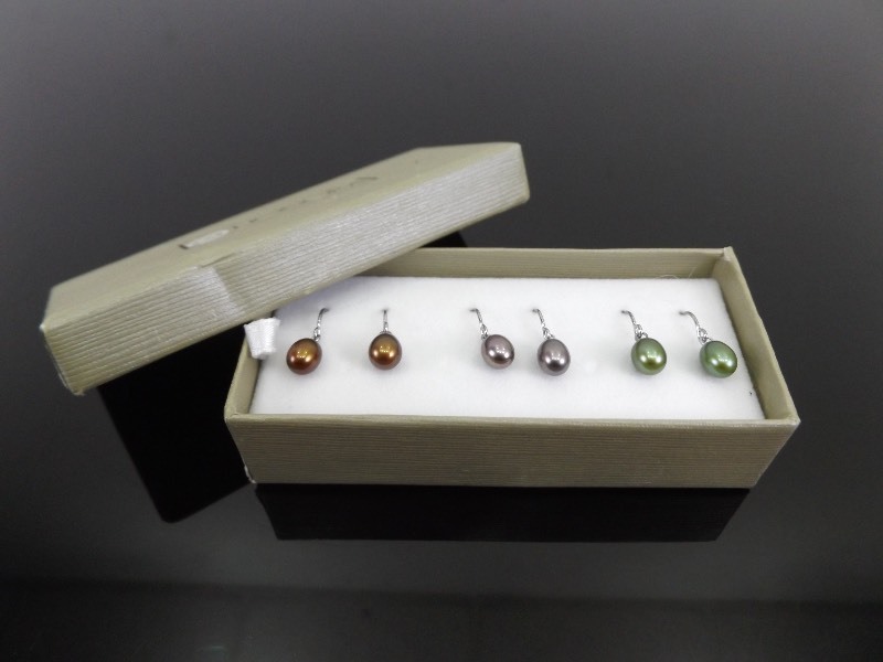 NEW in Box 3 HONORA .925 Sterling Silver Cultured Pearl Earrings