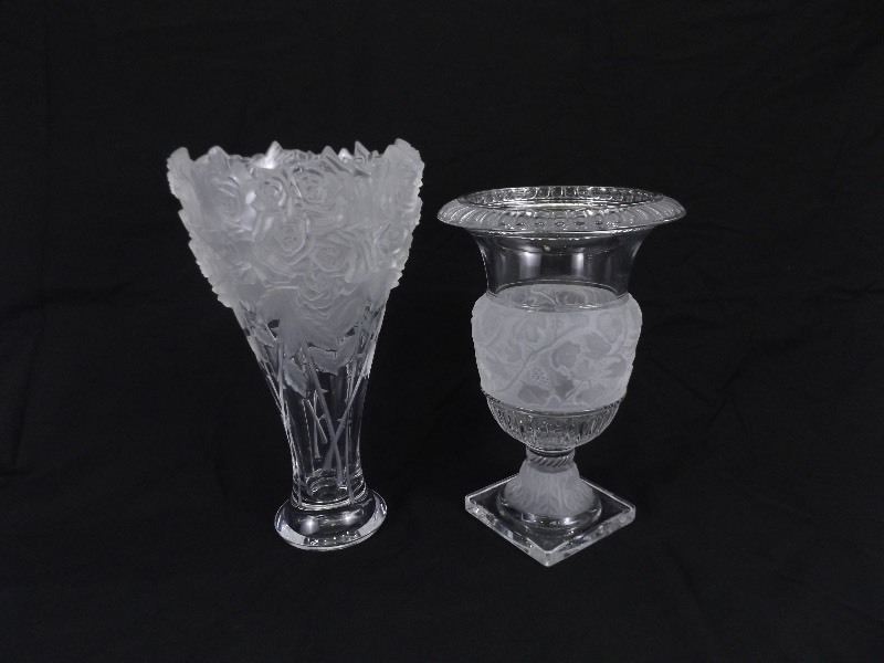 2 Large Crystal Vases